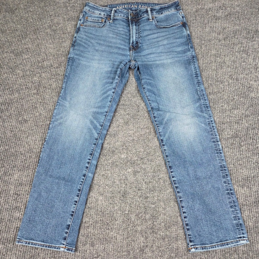 American Eagle Slim Straight Airflex+ Mens Jeans 33x30 Medium Wash Blue 26557